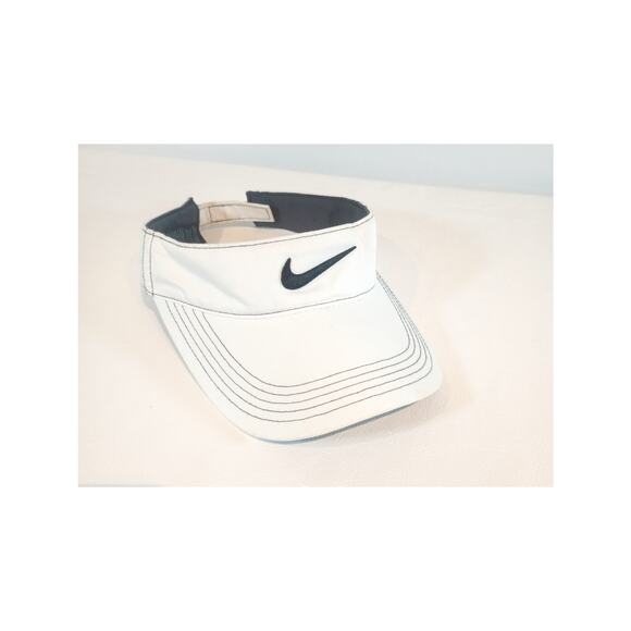NIKE GOLF ADJUSTABLE VELCRO STRAP VISOR WHITE NIKE SWOOSH - Picture 7 of 8